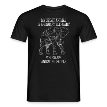 Éléphant Animal Retro Design Vintage Feeling - T-shirt homme - noir - Devant - AI Model Male 178 light (178cm)
