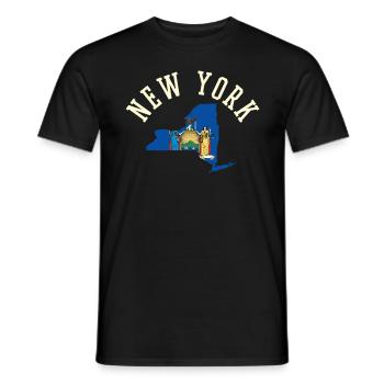 New York Usa Flag Patriot Pride Home State - Men's T-Shirt - black - Front - AI Model Male 178 light (178cm)