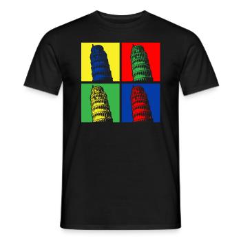 Leaning Tower of Pisa Vibrant pop culture - Men's T-Shirt - black - Front - AI Model Male 178 light (178cm)