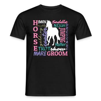 Équestre Love Horse Racing Horse Head Dictons - T-shirt homme - noir - Devant - AI Model Male 178 light (178cm)