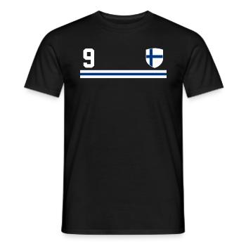 Entdecken Sie Helsinki mit der finnischen Flagge - Männer T-Shirt - Schwarz - Vorne - AI Model Male 178 light (178cm)