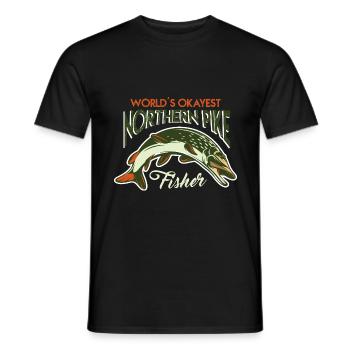 fishing, pike, northern, - Men's T-Shirt - black - Front - AI Model Male 178 light (178cm)