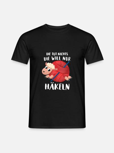 Die Tut Nichts Die Will nur Häkeln Schaf Wolle - Männer T-Shirt - Schwarz