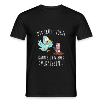 Der Frühe Vogel Kann Sich Wieder Verpissen Wurm - Männer T-Shirt - Schwarz - Vorne - AI Model Male 178 light (178cm)