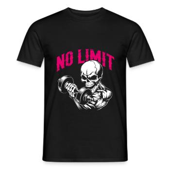 No Limit Workout Bodybuilding Skull mit Hantel - Männer T-Shirt - Schwarz - Vorne - AI Model Male 178 light (178cm)