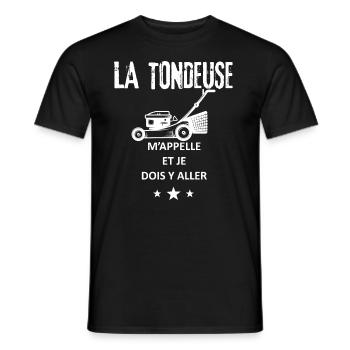 Tondeuse jardinier humour de jardin - T-shirt homme - noir - Devant - AI Model Male 178 light (178cm)
