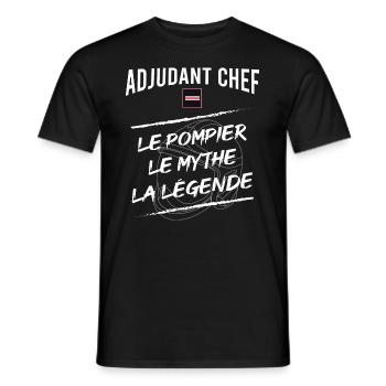 Adjudant Chef Sapeur pompier - T-shirt homme - noir - Devant - AI Model Male 178 light (178cm)