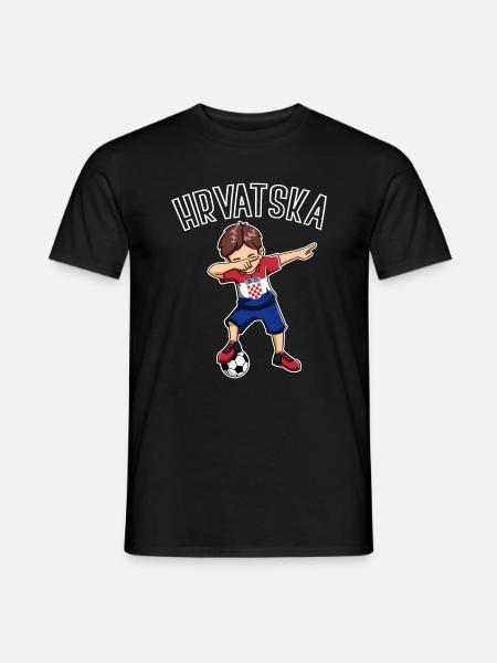 Dabbing Fußball Junge mit Kroatien Trikot Kinder - Männer T-Shirt - Schwarz