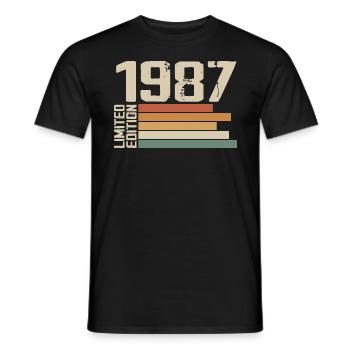 1987 Vintage - Retro 1987 Cadeau Anniversaire 1987 - T-shirt homme - noir - Devant - AI Model Male 178 light (178cm)