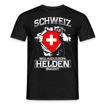 Switzerland - heroes - Europe - Men's T-Shirt - black - Front - AI Model Male 178 light (178cm)