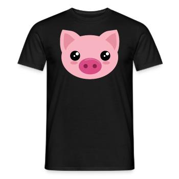 Pig face - pig piglet costume Halloween animal - Men's T-Shirt - black - Front - AI Model Male 178 light (178cm)