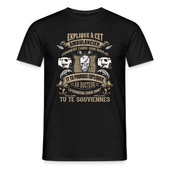 Tee Shirt Ambulancier - T-shirt homme - noir - Devant - AI Model Male 178 light (178cm)