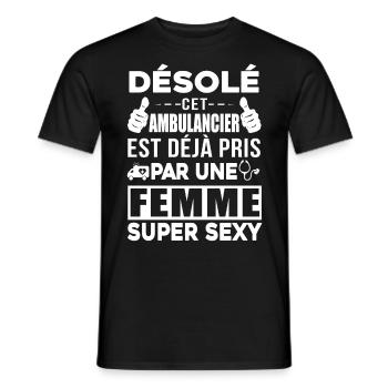 Tee Shirt Ambulancier - T-shirt homme - noir - Devant - AI Model Male 178 light (178cm)