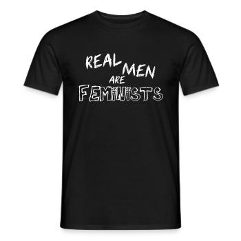 True men are feminists, feminists, feminists - Men's T-Shirt - black - Front - AI Model Male 178 light (178cm)