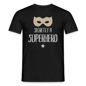 Heimlich ein Superheld - Männer T-Shirt - Schwarz - Vorne - AI Model Male 178 light (178cm)