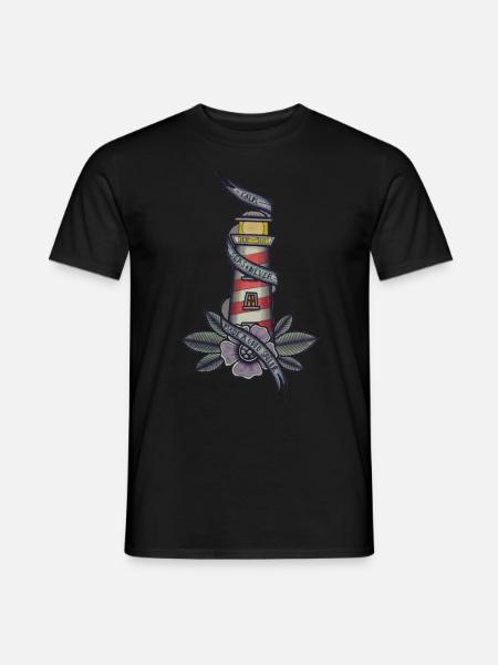 Lighthouse Old School Tattoo - Men's T-Shirt - black