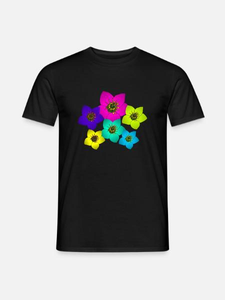 wundervolle bunte Blumen, Blumenstrauß, Blüten - Männer T-Shirt - Schwarz