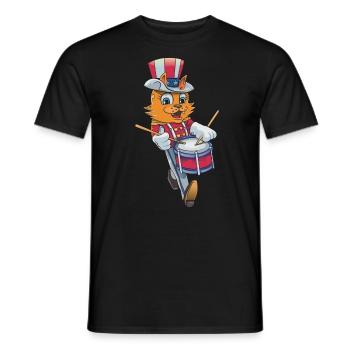 Schlagzeuger Cat 4. Juli - Männer T-Shirt - Schwarz - Vorne - AI Model Male 178 light (178cm)