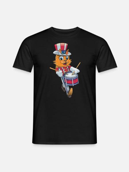 Drummer Cat July 4th - Men's T-Shirt - black