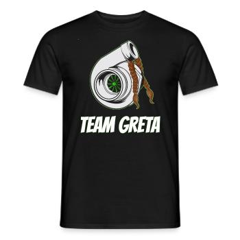 Team Greta mit Turbolader mit Zöpfen Illustration - Männer T-Shirt - Schwarz - Vorne - AI Model Male 178 light (178cm)