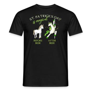St. Patricks Day is magical Einhorn Bier Lustig - Men's T-Shirt - black - Front - AI Model Male 178 light (178cm)