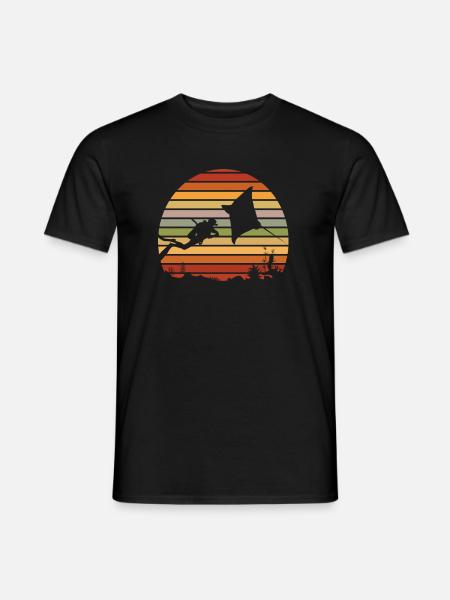 Vintage Rochen Taucher Tauchen Scuba Diving Manta - Männer T-Shirt - Schwarz