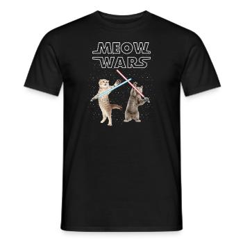 Meow Wars Cat Funny Gifts For Cat - Männer T-Shirt - Schwarz - Vorne - AI Model Male 178 light (178cm)