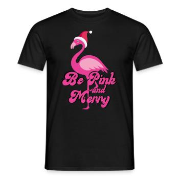 Flamingo Be Pink & Merry Christmas Weihnachten - Männer T-Shirt - Schwarz - Vorne - AI Model Male 178 light (178cm)