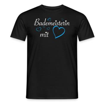 Bademeisterin Schwimmmeisterin Herz Geschenk - Männer T-Shirt - Schwarz - Vorne - AI Model Male 178 light (178cm)