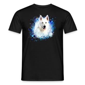 shepherd dog ,white shepherd dog,dog, painting - Men's T-Shirt - black - Front - AI Model Male 178 light (178cm)