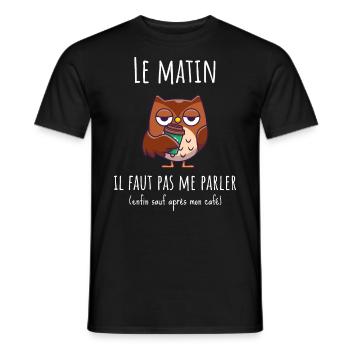 Cadeau noël drôle chouette hibou matin - T-shirt homme - noir - Devant - AI Model Male 178 light (178cm)