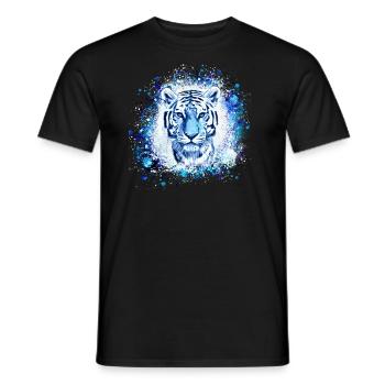 weisser tiger ,tiger,blau,graffiti, aquarell - Männer T-Shirt - Schwarz - Vorne - AI Model Male 178 light (178cm)