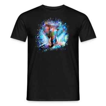 elephant,colorful,painting,colorful,watercolor,graffiti - Men's T-Shirt - black - Front - AI Model Male 178 light (178cm)
