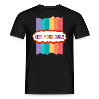 Kiss More Girls LGBT Flagge Stolz Regenbogen - Männer T-Shirt - Schwarz - Vorne - AI Model Male 178 light (178cm)