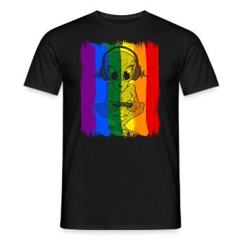 Gayming Gaylien Rainbow CSD Gaming Alien LGBT - T-shirt homme - noir - Devant - AI Model Male 178 light (178cm)