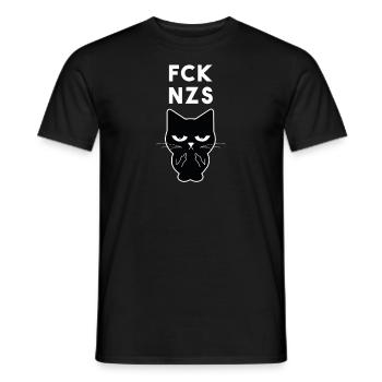 fck nzs cat middle finger - Men's T-Shirt - black - Front - AI Model Male 178 light (178cm)