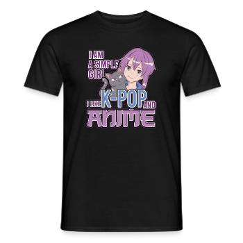 Je suis une fille simple J’aime la K-Pop et l’Anime - T-shirt homme - noir - Devant - AI Model Male 178 light (178cm)