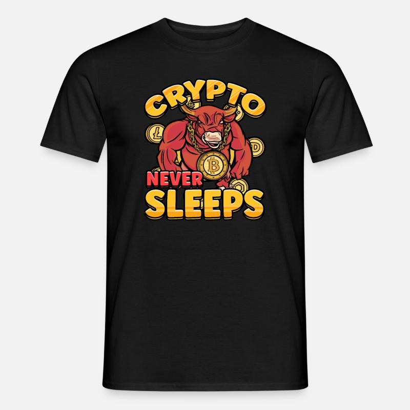 Crypto Never Sleeps Cryptocurrency BTC - Männer T-Shirt - Schwarz