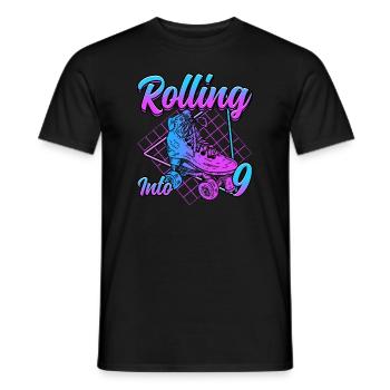 Rolling into 9 Roller Skate Birthday - Men's T-Shirt - black - Front - AI Model Male 178 light (178cm)