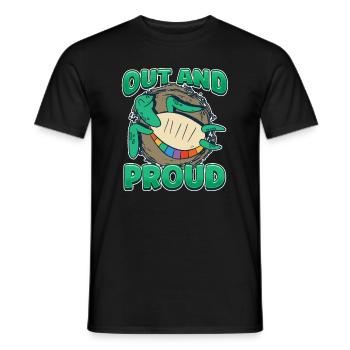 Out And Proud Rainbow Queer Turtle LGBT Pride - Men's T-Shirt - black - Front - AI Model Male 178 light (178cm)