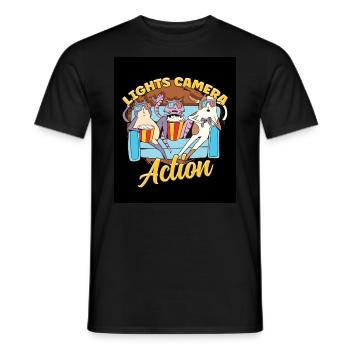 Lights Camera Action Cinéaste Directeur de la photographie - T-shirt homme - noir - Devant - AI Model Male 178 light (178cm)