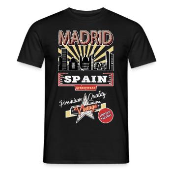 Madrid Espagne City Skyline Vintage Rétro - T-shirt homme - noir - Devant - AI Model Male 178 light (178cm)