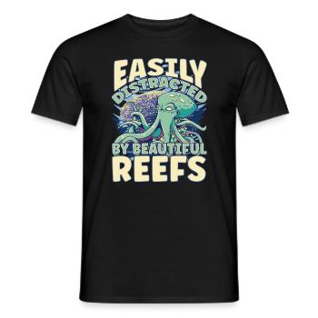 Easily Distracted By Beautiful Reefs Ocean - Men's T-Shirt - black - Front - AI Model Male 178 light (178cm)