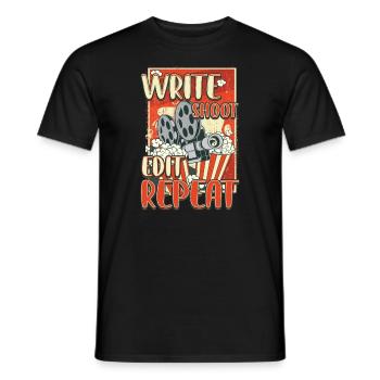 Write Shoot Edit Répéter Fimmaking Cinematographer - T-shirt homme - noir - Devant - AI Model Male 178 light (178cm)