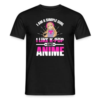 I Am A Simple Girl I Like K-Pop And Anime - Männer T-Shirt - Schwarz - Vorne - AI Model Male 178 light (178cm)