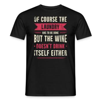 Design amateur de vin-fan-boire Pour les épurateurs - T-shirt homme - noir - Devant - AI Model Male 178 light (178cm)