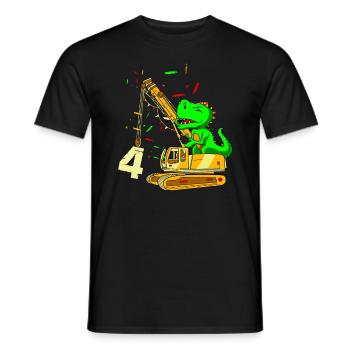 4 Years Birthday Design For Dinosaurs And - Men's T-Shirt - black - Front - AI Model Male 178 light (178cm)