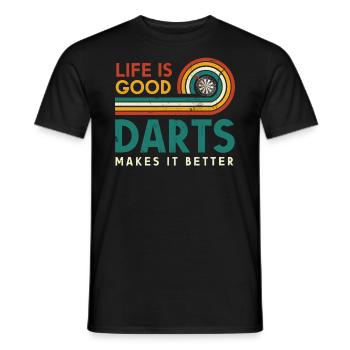 Life Is Good Darts Makes It A Better One - Men's T-Shirt - black - Front - AI Model Male 178 light (178cm)