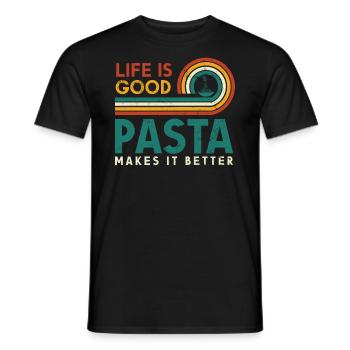 Life is good. Pasta makes it better - Men's T-Shirt - black - Front - AI Model Male 178 light (178cm)