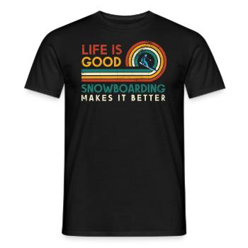 Das Leben Ist Gut Snowboarden Macht Es Besser Für - Männer T-Shirt - Schwarz - Vorne - AI Model Male 178 light (178cm)